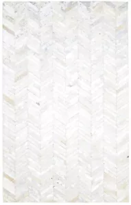 5X8 Rug Leather Off-White Modern Hand Woven Scandinavian Chevron Room Size - Picture 1 of 9