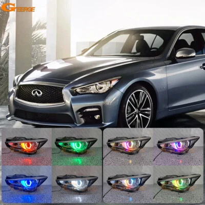 For Infiniti Q50 V37 Q70 Q70L Y51 Dynamic RGB LED Angel Eyes Hex Halo Rings - Image 1 of 4
