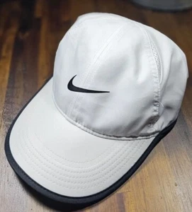 NIKE DRIFIT FEATHER.LIGHT-White Stretch Poly, Adjustable Athletic Fitness Cap - Picture 1 of 4