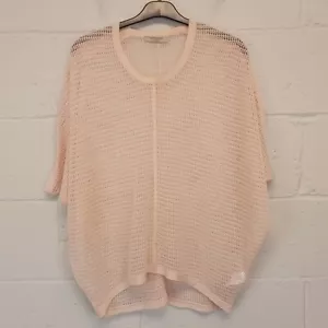 Poncho de ganchillo AllSaints para mujer PEQUEÑO envoltura rosa claro rayón relajado - Imagen 1 de 6