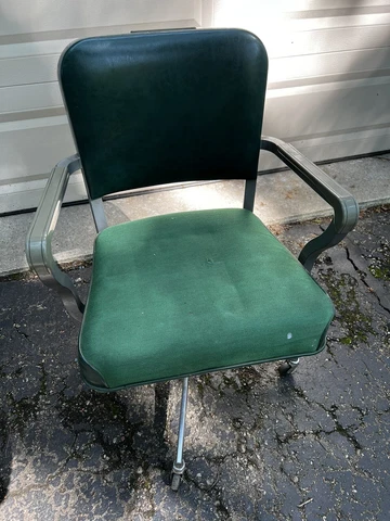 Steelcase Vintage Industrial Swivel Rolling Office Desk Chair Tanker Green 1960s Cover