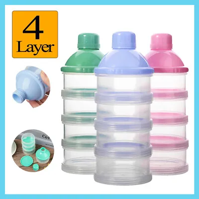 4 Layers Formula Dispenser Feeding Case Box Baby Milk Powder Food Container • 10.49$