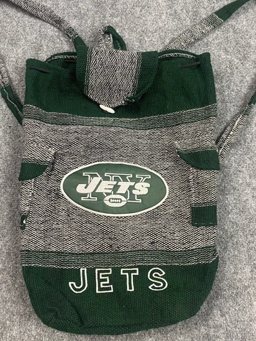 New York Jets NFL Backpack with Drawstring Green Woven Cotton Football Cover