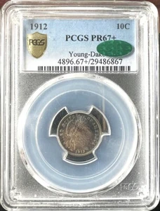 1912 10C Dime Barber PCGS PR67+ (CAC) YOUNG-DAKOTA - Picture 1 of 3
