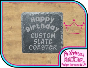 Posavasos de pizarra personalizados grabados regalo bebida feliz cumpleaños conjunto COMPRA 3 OBTÉN 1 GRATIS - Imagen 1 de 4