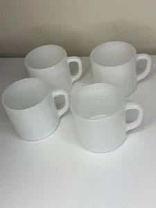 Vintage FEDERAL Coffee Mugs White Milk Glass Heat Proof USA - Set Of 4 - Picture 1 of 5