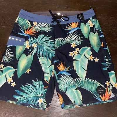 NWT Rip Curl Men’s  Mirage Surf Swimming Board Shorts 19” Floral/black. Size 31 - Image 1 of 4