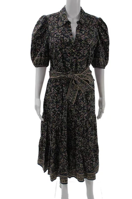 Veronica Beard Women Shirt Dress Black Paisley Collared Short Sleeve Size 10 - Image 1 of 4