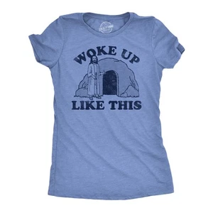 Womens Woke Up Like This Funny Easter Sunday Graphic Tee For Ladies - Picture 1 of 7