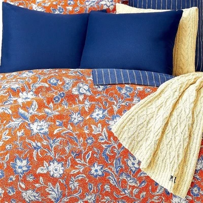 Ralph Lauren Full/Queen Duvet Cover Mirabelle Floral Terracotta,Blue & White NWT - Image 1 of 4