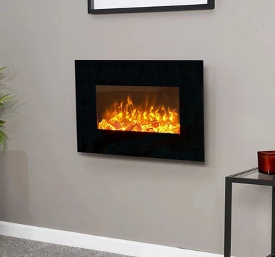 HOMCOM Flame Effect Freestanding 900w/1800w Electric Fireplace Heater Black - Image 1 of 2