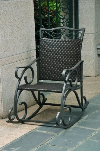Balancín de porche de acero de resina de mimbre para caravana Foto 1 de 2