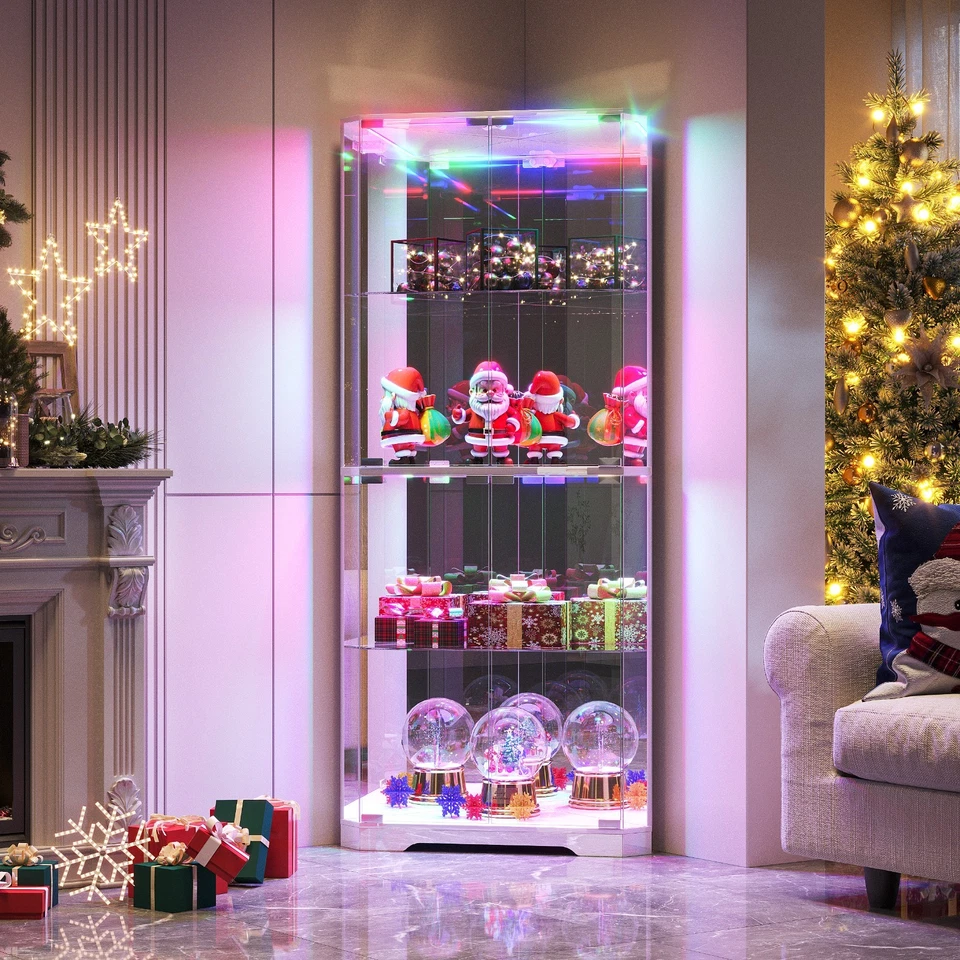 Vitrina Esquinera 65" - con Puerta de Cristal y Luces RGB para Coleccionables Foto 1 de 1