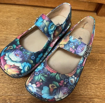 Alegria Shoes Womens 38 US 7.5-8 Paloma Mary Jane Leather Floral Paloma - Image 1 of 4