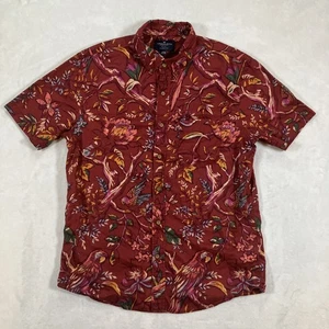 Camisa American Eagle Para Hombres Grande Con Botones Pájaro Floral Artístico Top Talla Mediana Roja - Imagen 1 de 11