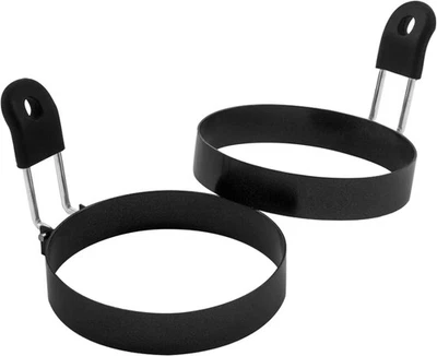 COTEY 3.5" Egg Rings Set of 2 with Silicone Handle, Large Ring for Frying Eggs,  - Image 1 of 4
