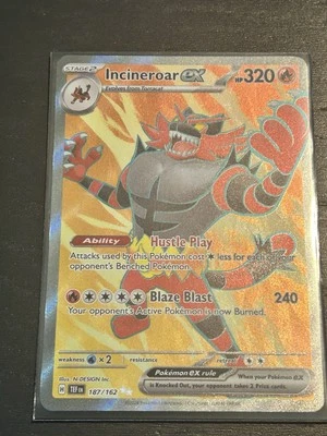 Incineroar EX 187/162SV05: Temporal Forces Holo Card Near Mint Condition - Image 1 of 4