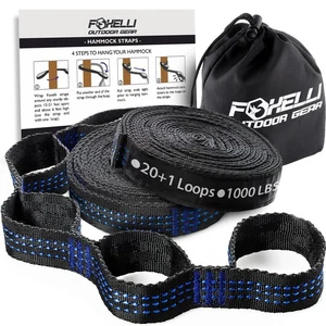 Foxelli 20FT Hammock Straps - Heavy Duty 2000 LBS Capacity Set of 2 - Picture 1 of 7