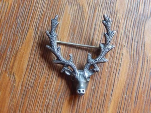 Antike Brosche Hirsch Elchguss Sterlingsilber Tier Anstecknadel - Bild 1 von 6