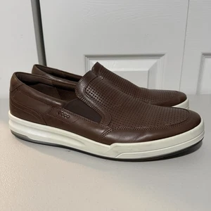 ECCO Herren Braun Leder Perforiert Slipper Halbschuhe Mode Turnschuhe Größe 12 - Bild 1 von 7