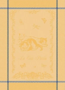 GARNIER THIEBAUT, PLAUDERT PAISIBLES (FRIEDLICHE KATZEN) FRANZÖSISCHES JACQUARD-KÜCHENTUCH - Bild 1 von 3