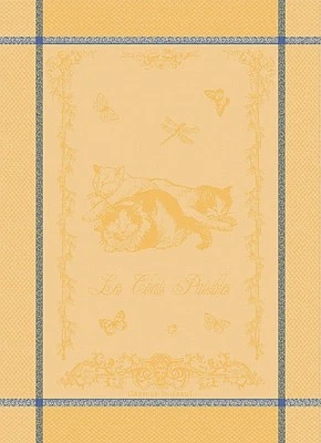 GARNIER-THIEBAUT GARNIER THIEBAUT, CHATS PAISIBLES (PEACEFUL CATS) FRENCH JACQUARD KITCHEN TOWEL
