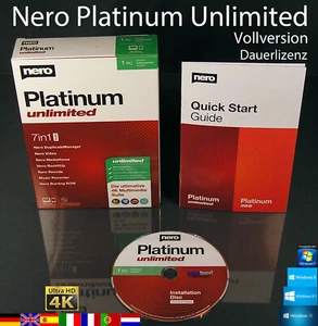Nero Platinum Unlimited Vollversion Box + CD 7in1 Brennsoftware Dauerlizenz NEU - Bild 1 von 12