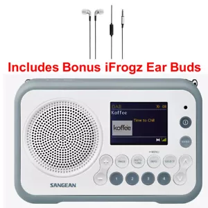 SANGEAN DAB+/FM-RDS Digital Radio+Rechargeable+Bonus Earphones-DPR-76 Stone Blue - Picture 1 of 6