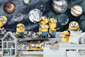 Minions on the Moon Kids Room Wallpaper Modern Wall Decor Large Wall Murals - Picture 1 of 3