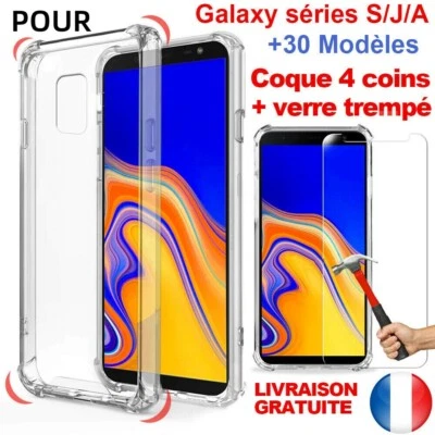 COQUE pour Samsung+VITRE VERRE TREMPE A51 71 21S 41 S10 S20 A10 A20e A42 Note10
