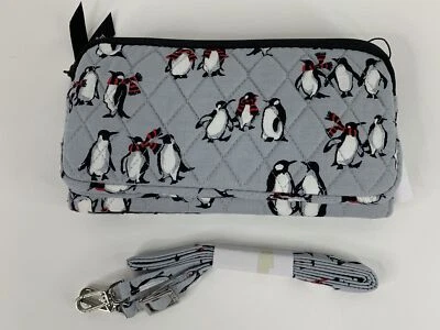 Vera Bradley RFID Womans Wallet Crossbody Playful Penguins Gray Quilted NWT - Image 1 of 4