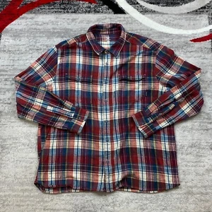 Merrell Button Up Shirt Adult 2XL XXL Red White Blue Tartan Flannel Outdoors Men - Picture 1 of 9