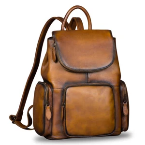 Genuine Leather Backpack for Women Vintage Knapsack Rucksack Bag Purse Laptop - Picture 1 of 16