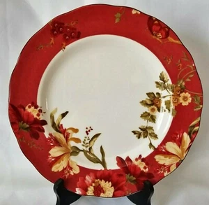 222 Fifth 11 Zoll Porzellan Teller im Fleur Rouge Muster EUC - Bild 1 von 3
