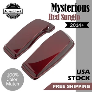 Advanblack Mysterious Red Sunglo Normal Stretched Saddlebag Lids Fit Harley 14+ - Picture 1 of 10