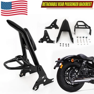 Sissy Bar Backrest w/Luggage Rack Fit For 2004-UP Harley Sportster XL 883 1200 Foto 1 de 4
