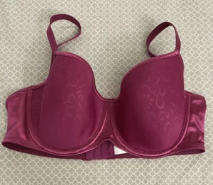 Leading Lady Under Wire Unlined Contour Satin Jacquard #5433 Magenta 38C Bra - Picture 1 of 12