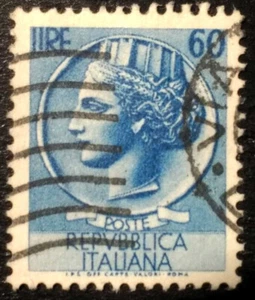Italia 1953 - Siracusana  filigrana ruota, 60 lire usato. - Foto 1 di 2