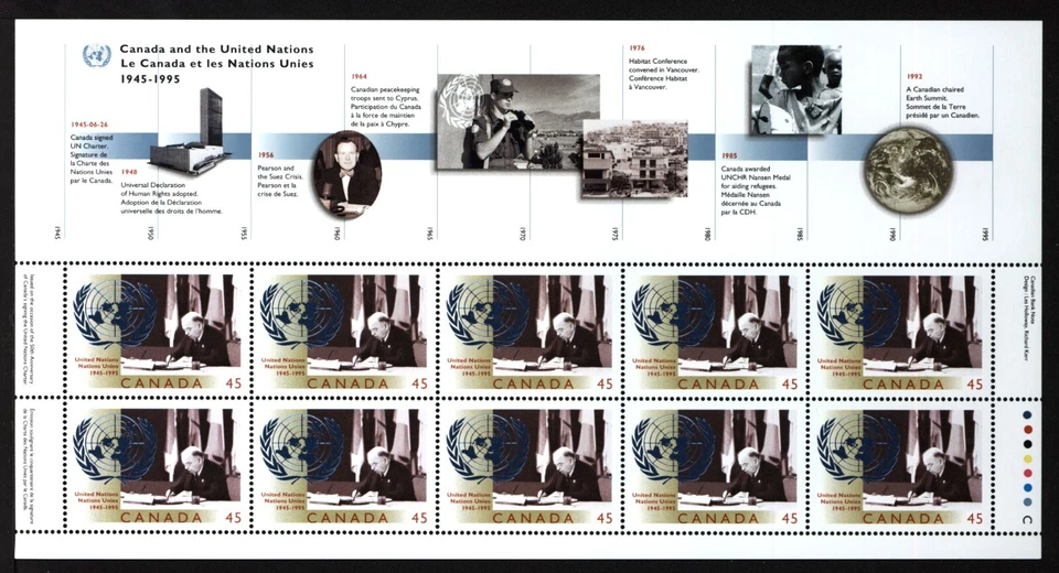 CANADA SHEET 1584phMNH UNITED NATIONS - 50th ANNIVERSARY - Image 1 of 1