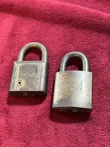 Vintage Brass Padlocks, US (Yale) and USN (Eagle), No Keys. - Picture 1 of 7