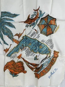 Vintage Souvenir Scarf Map Of Key West Florida 28”w X 28”l White & Multicolored - Picture 1 of 24