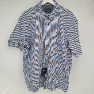Mens Casa Moda Blue Striped Short Sleeve Button Shirt Size XXL - Image 1 of 4