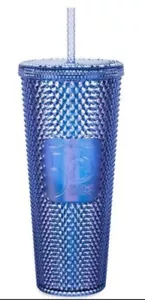 Vaso con copa de paja azul de los parques de Disney World Starbucks nuevo - Imagen 1 de 2