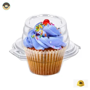 50 Pack Individual Cupcake Boxes Single Holder Stackable Plastic Carrier Party - Picture 1 of 7