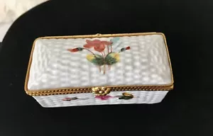 Vintage Limoges porcellana incernierata floreale con disegno colibrì firmato - Foto 1 di 17