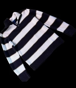 THE CHILDRENS PLACE  SZ 7-8 BOYS PULLOVER WHITE STRIPED SWEATER~1/4” ZIPPER - Picture 1 of 8