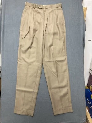 J. Riggings Hombre Plisado Puños Vestido Pantalones Talla 31x31 Marrón Claro Beige Foto 1 de 4