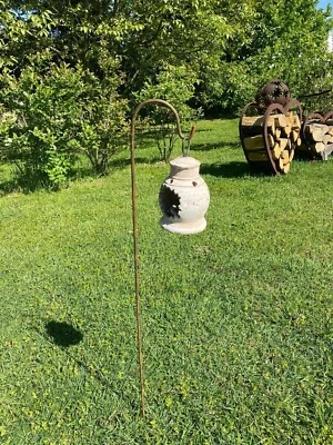  Metall Gartenstab Schäferstock Gartenstecker für Laternen Edelrost H100 B13cm   - Bild 1 von 4