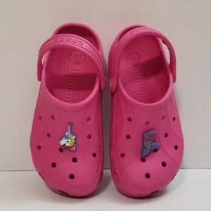 Crocs Girl's Sz C 12/13 Pink Clog W Charms Crosslite 15908 Comfort Slip On Shoes - Picture 1 of 14
