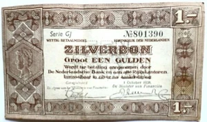 VINTAGE WW2 1938 NIEDERLANDE ONE GULDEN KNACKIGE ZIRKULIERTE BANKNOTE WÄHRUNG - Bild 1 von 2